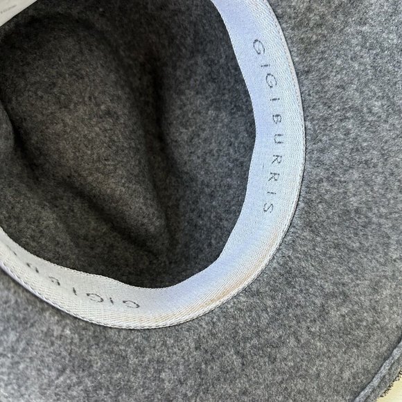 $445 Gigi Burris Women's Gray Drake Asymmetrical Wool Felt Bead Fedora Hat O/S - Picture 4 of 6